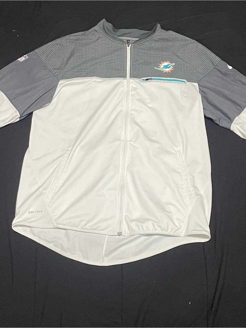 Nike Dri-FIT Miami Dolphins Colorblock Jacket Full Zip Sz L or Large White Gray